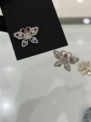 CHANEL Butterfly Wing Embellished Stud Earrings