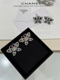 CHANEL Butterfly Wing Embellished Stud Earrings