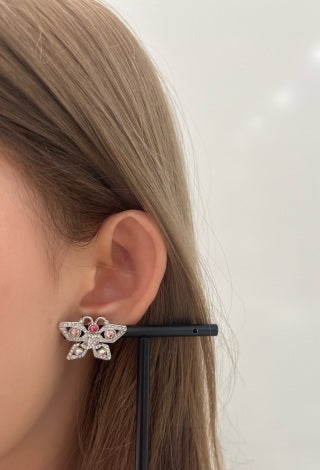 CHANEL Butterfly Wing Embellished Stud Earrings