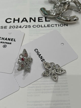 CHANEL Butterfly Wing Embellished Stud Earrings