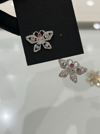 CHANEL Butterfly Wing Embellished Stud Earrings