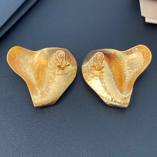 YSL Organic Gemstone Shell Clip-On Earrings