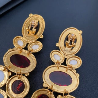 YSL Vintage Gemstone Cascade Clip-On Earrings