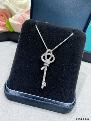 Tiffany T Knot Key Pendant with Full Diamond Pavé