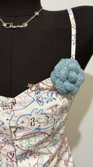 Chanel Openwork Chain Script Letter & Star Brooch with Full Pavé Diamonds