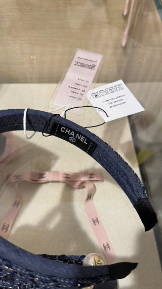 Chanel Navy Tweed Chain Headband – Elegant Luxury Fashion Accessory