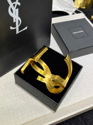 YSL Sculptural Palm Leaf Gold Cuff Bracelet