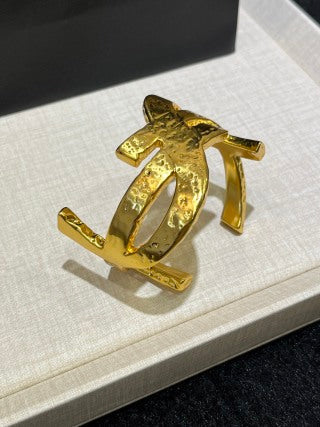 YSL Sculptural Palm Leaf Gold Cuff Bracelet