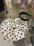 Chanel Black & White Polka Dot Bow Hair Clip – Elegant Luxury Accessory