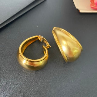YSL Rounded Gold Sculptural Clip-On Hoops
