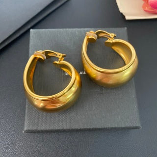 YSL Rounded Gold Sculptural Clip-On Hoops