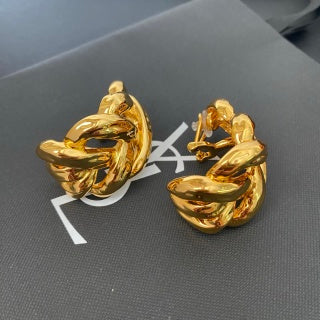 YSL Interwoven Gold Wave Clip-On Earrings