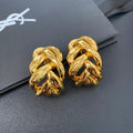 YSL Interwoven Gold Wave Clip-On Earrings