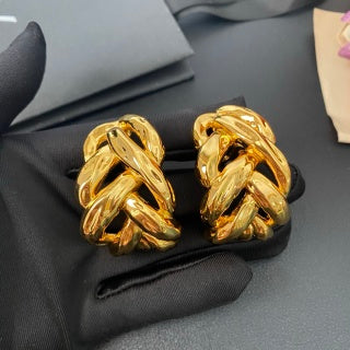 YSL Interwoven Gold Wave Clip-On Earrings
