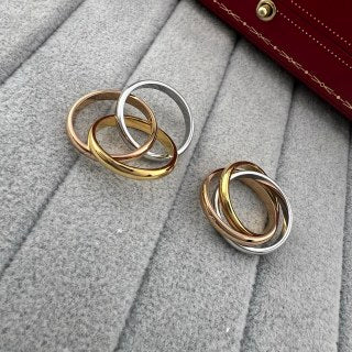 Cartier Classic Interlocking Three-Ring, Three-Tone Ring (Unisex/Couple's Ring)