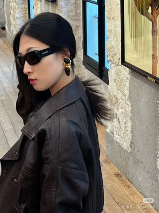 YSL Obsidian Teardrop Sculptural Clip-On Earrings