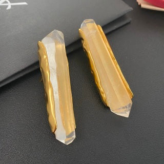 YSL Crystal Bar Sculptural Clip-On Earrings