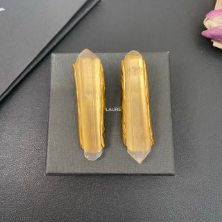 YSL Crystal Bar Sculptural Clip-On Earrings