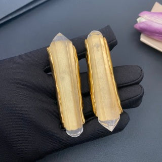 YSL Crystal Bar Sculptural Clip-On Earrings