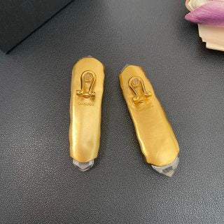 YSL Crystal Bar Sculptural Clip-On Earrings