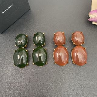 YSL Jade Coral Gemstone Clip-On Earrings
