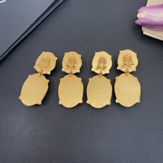 YSL Jade Coral Gemstone Clip-On Earrings