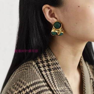 YSL Emerald Pearl Cluster Clip-On Earrings