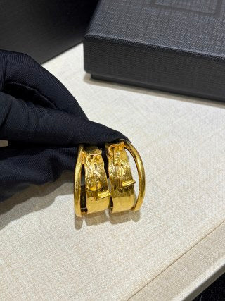 YSL Curved Gold Cuff Hoop Earrings
