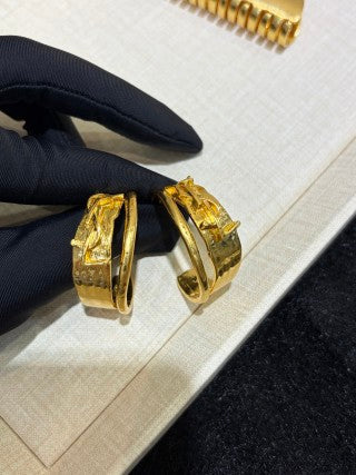 YSL Curved Gold Cuff Hoop Earrings