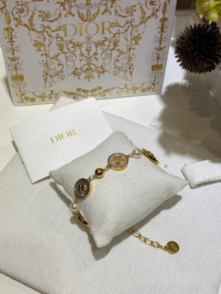 Dior Celestial CD Medallion Pearl Charm Bracelet