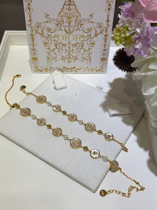 Dior Celestial CD Medallion Pearl Charm Necklace