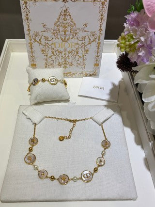 Dior Celestial CD Medallion Pearl Charm Bracelet