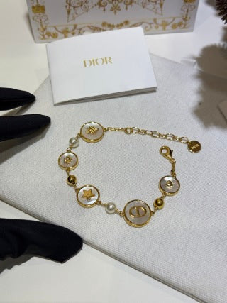 Dior Celestial CD Medallion Pearl Charm Bracelet