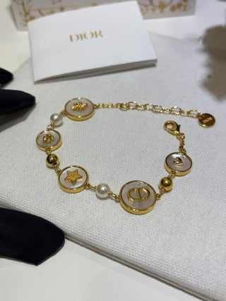 Dior Celestial CD Medallion Pearl Charm Bracelet