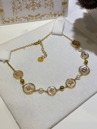 Dior Celestial CD Medallion Pearl Charm Necklace