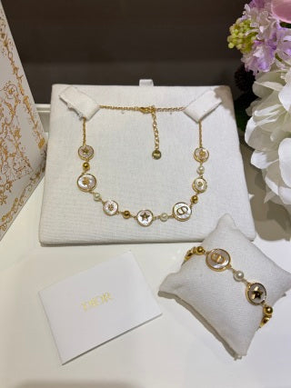 Dior Celestial CD Medallion Pearl Charm Necklace
