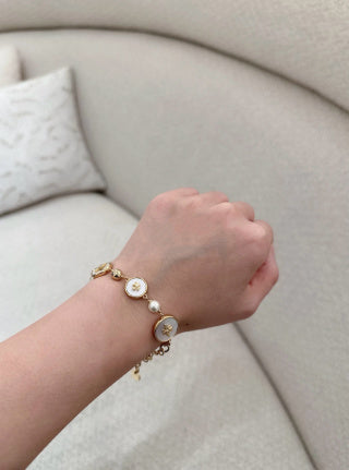 Dior Celestial CD Medallion Pearl Charm Bracelet