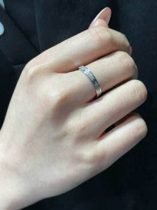 Cartier narrow-band ring with two rows of diamonds (pavé setting)