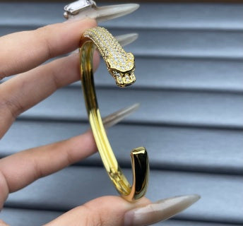 Cartier Panther Head Bracelet with Partial Diamond Setting
