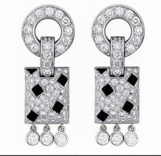 Cartier Nocturne Diamond Lock Drop Earrings