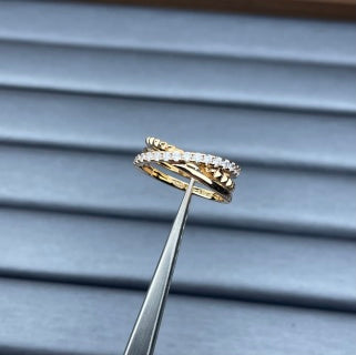 Cartier Diamond-Set Interlocking Diamond-Pattern Band Ring