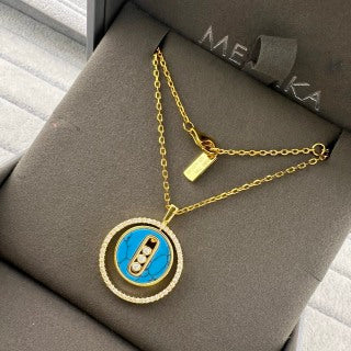 Messika Lucky Move Blue Medallion Diamond Necklace