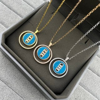 Messika Lucky Move Blue Medallion Diamond Necklace