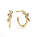 Tiffany Knot Stud Earrings – Polished Finish with Half-Pavé Diamonds