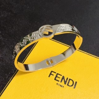 Fendi Orvella FF Engraved Logo Bangle Bracelet