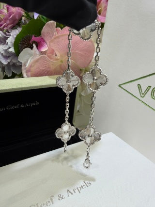 Van Cleef & Arpels White Gold Guilloché Alhambra 5-Motif Bracelet
