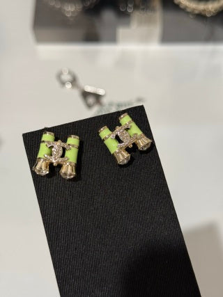 CHANEL Bamboo Garden CC Stud Earrings