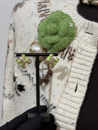CHANEL Bamboo Garden CC Stud Earrings