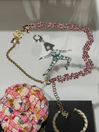 CHANEL Rosy Blossom CC Floral Statement Necklace