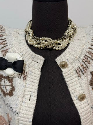 Chanel Black Lambskin and Pearl Choker